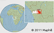 Savanna Style Location Map of Lukaya, highlighted parent region, hill shading