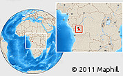 Shaded Relief Location Map of Lukaya, within the entire country