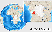 Shaded Relief Location Map of Lukaya, highlighted country, within the entire country