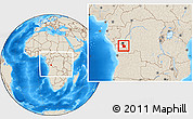 Shaded Relief Location Map of Lukaya, highlighted parent region, within the entire country