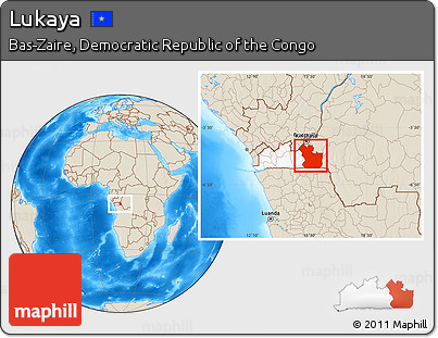 Shaded Relief Location Map of Lukaya, highlighted parent region