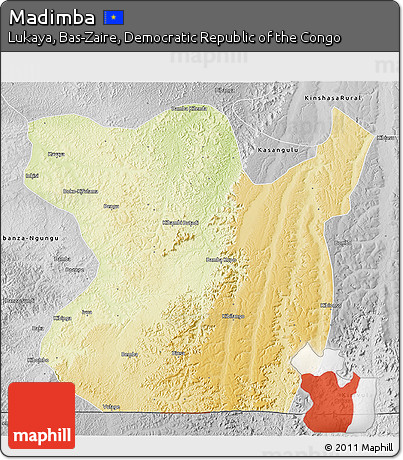 Physical 3D Map of Madimba, desaturated