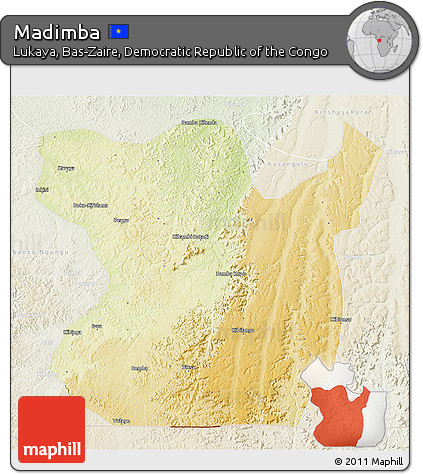 Physical 3D Map of Madimba, lighten