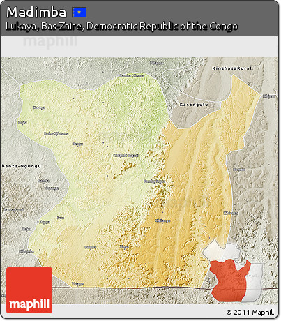 Physical 3D Map of Madimba, semi-desaturated