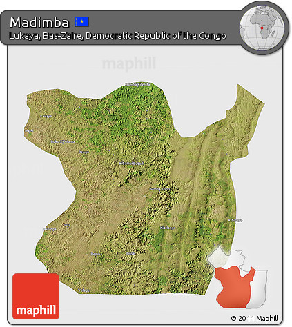 Satellite 3D Map of Madimba, single color outside