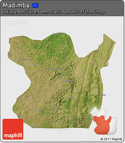 Satellite 3D Map of Madimba, single color outside