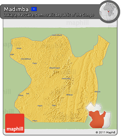 Savanna Style 3D Map of Madimba, single color outside