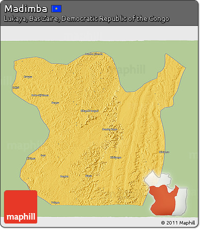 Savanna Style 3D Map of Madimba, single color outside