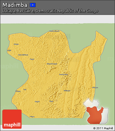 Savanna Style 3D Map of Madimba, single color outside