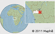 Savanna Style Location Map of Madimba, highlighted parent region, highlighted grandparent region, hill shading