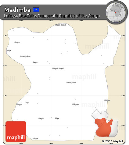 Classic Style Simple Map of Madimba, single color outside