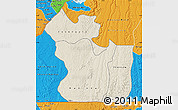 Shaded Relief Map of Lukaya, political outside