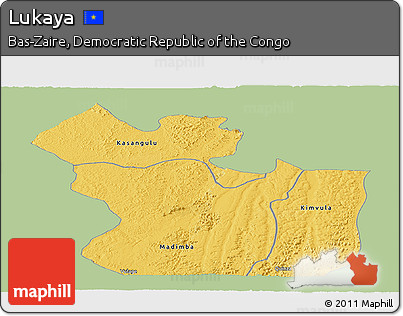 Savanna Style Panoramic Map of Lukaya, single color outside