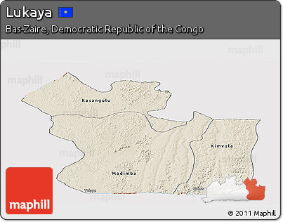 Shaded Relief Panoramic Map of Lukaya, cropped outside