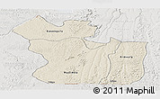 Shaded Relief Panoramic Map of Lukaya, lighten, semi-desaturated