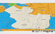 Shaded Relief Panoramic Map of Lukaya, political outside