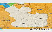 Shaded Relief Panoramic Map of Lukaya, political shades outside