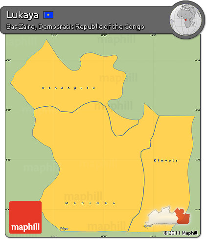 Savanna Style Simple Map of Lukaya, single color outside