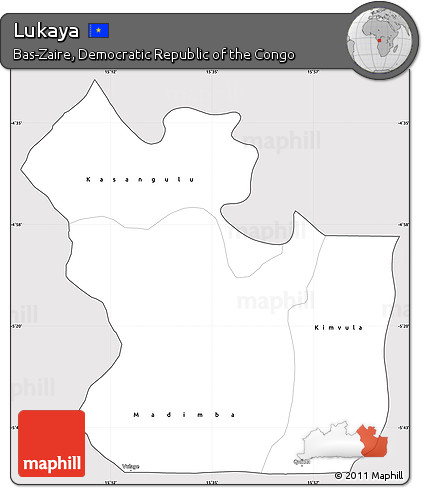 Silver Style Simple Map of Lukaya, cropped outside