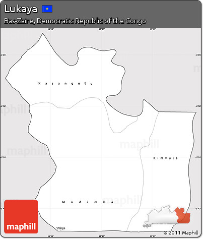 Silver Style Simple Map of Lukaya, cropped outside