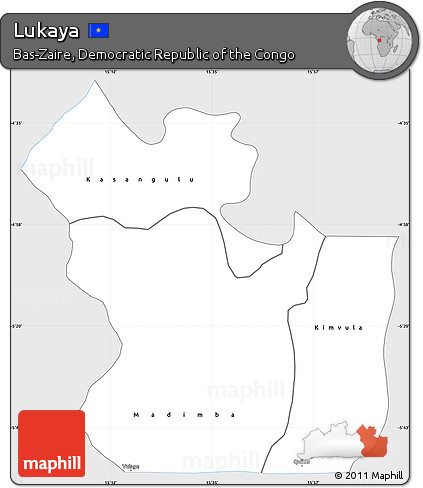 Silver Style Simple Map of Lukaya, single color outside