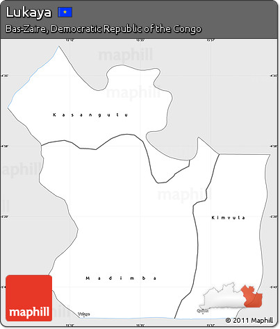 Silver Style Simple Map of Lukaya, single color outside