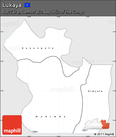 Silver Style Simple Map of Lukaya, single color outside