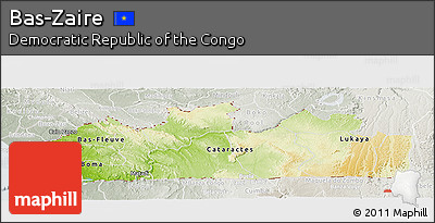 Physical Panoramic Map of Bas-Zaire, lighten, semi-desaturated