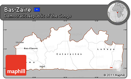 Gray Simple Map of Bas-Zaire, cropped outside