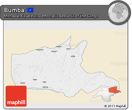 Classic Style 3D Map of Bumba, single color outside