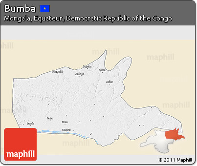 Classic Style 3D Map of Bumba, single color outside