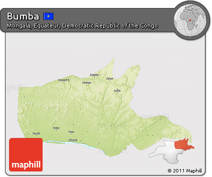 Physical 3D Map of Bumba, cropped outside