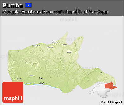 Physical 3D Map of Bumba, cropped outside