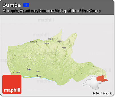 Physical 3D Map of Bumba, cropped outside