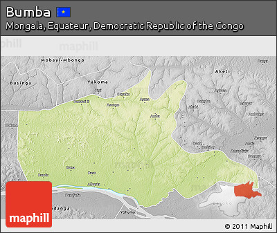 Physical 3D Map of Bumba, desaturated