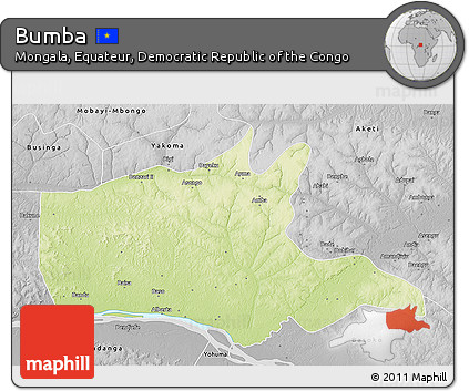 Physical 3D Map of Bumba, desaturated