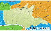 Physical 3D Map of Bumba, political outside