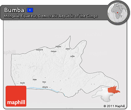 Silver Style 3D Map of Bumba, single color outside