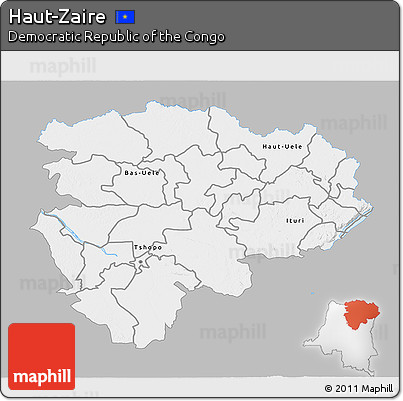 Gray 3D Map of Haut-Zaire, single color outside