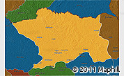 Political 3D Map of Ango, darken
