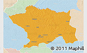 Political 3D Map of Ango, lighten