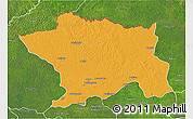 Political 3D Map of Ango, satellite outside