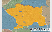 Political 3D Map of Ango, semi-desaturated