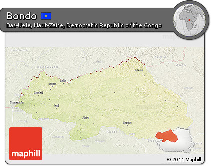 Physical 3D Map of Bondo, lighten