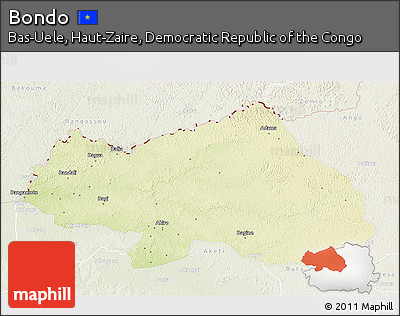 Physical 3D Map of Bondo, lighten
