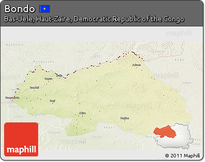 Physical 3D Map of Bondo, lighten