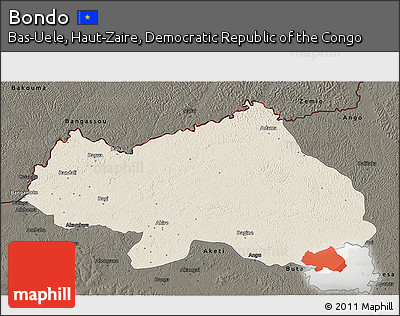 Shaded Relief 3D Map of Bondo, darken