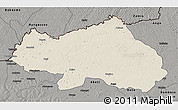 Shaded Relief 3D Map of Bondo, darken, semi-desaturated