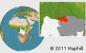 Satellite Location Map of Bondo, highlighted country, highlighted grandparent region