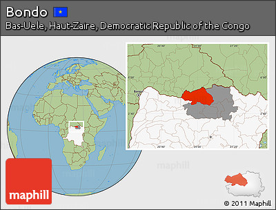 Savanna Style Location Map of Bondo, highlighted country, highlighted parent region